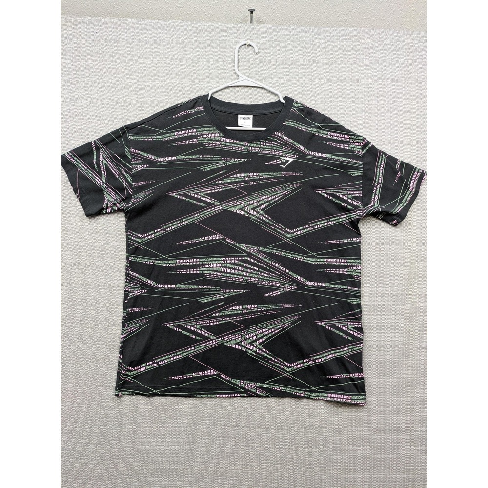Gymshark Shirt Mens Large Black Graphic Logo Short Sleeve Performance Tee